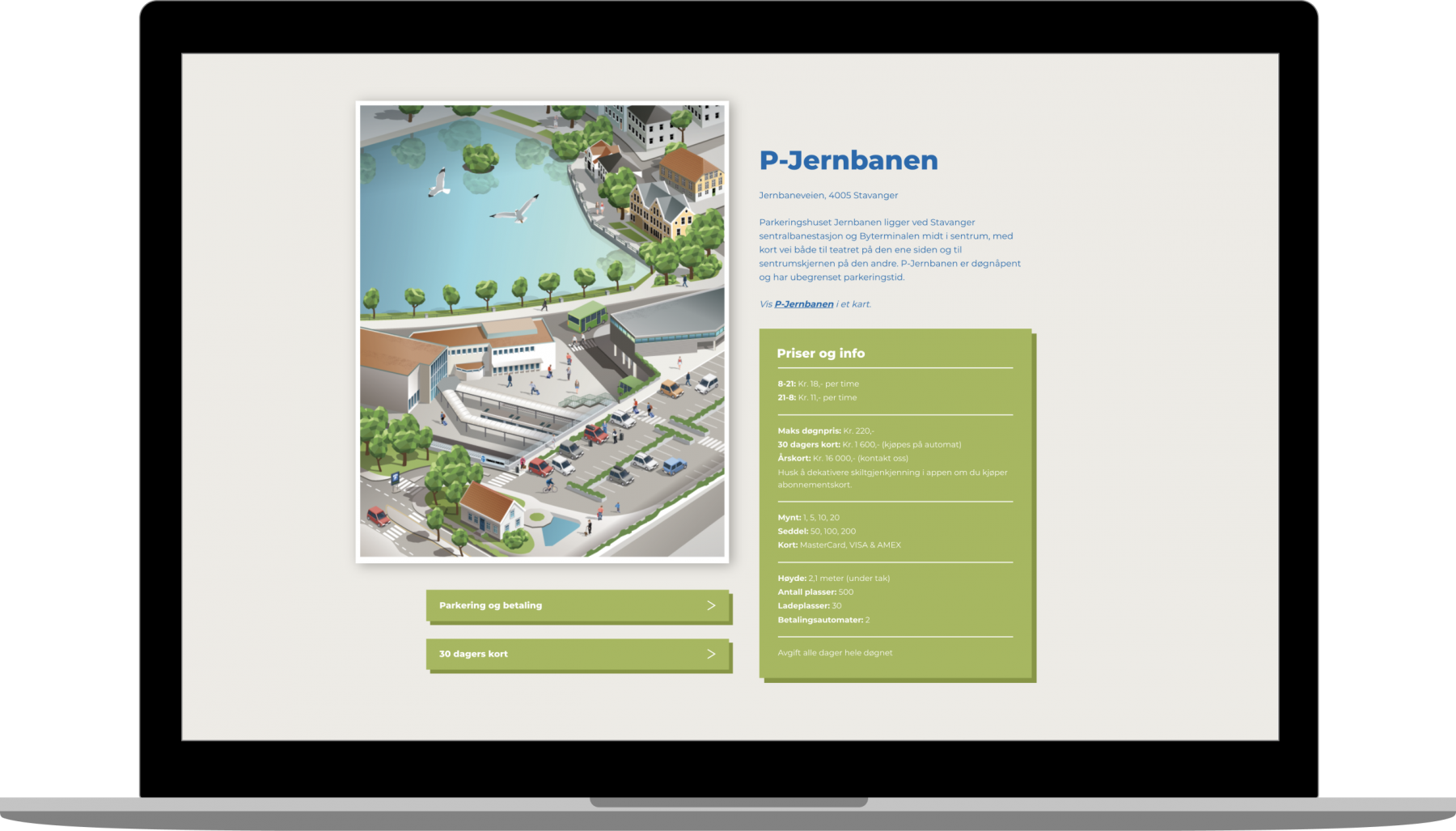 stavangerparkering.no på laptop