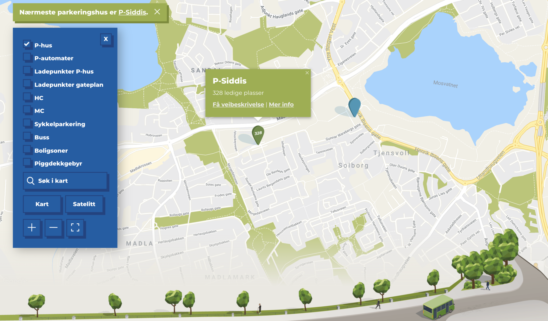 Stavanger Parkering viser deg nærmeste parkeringsplass