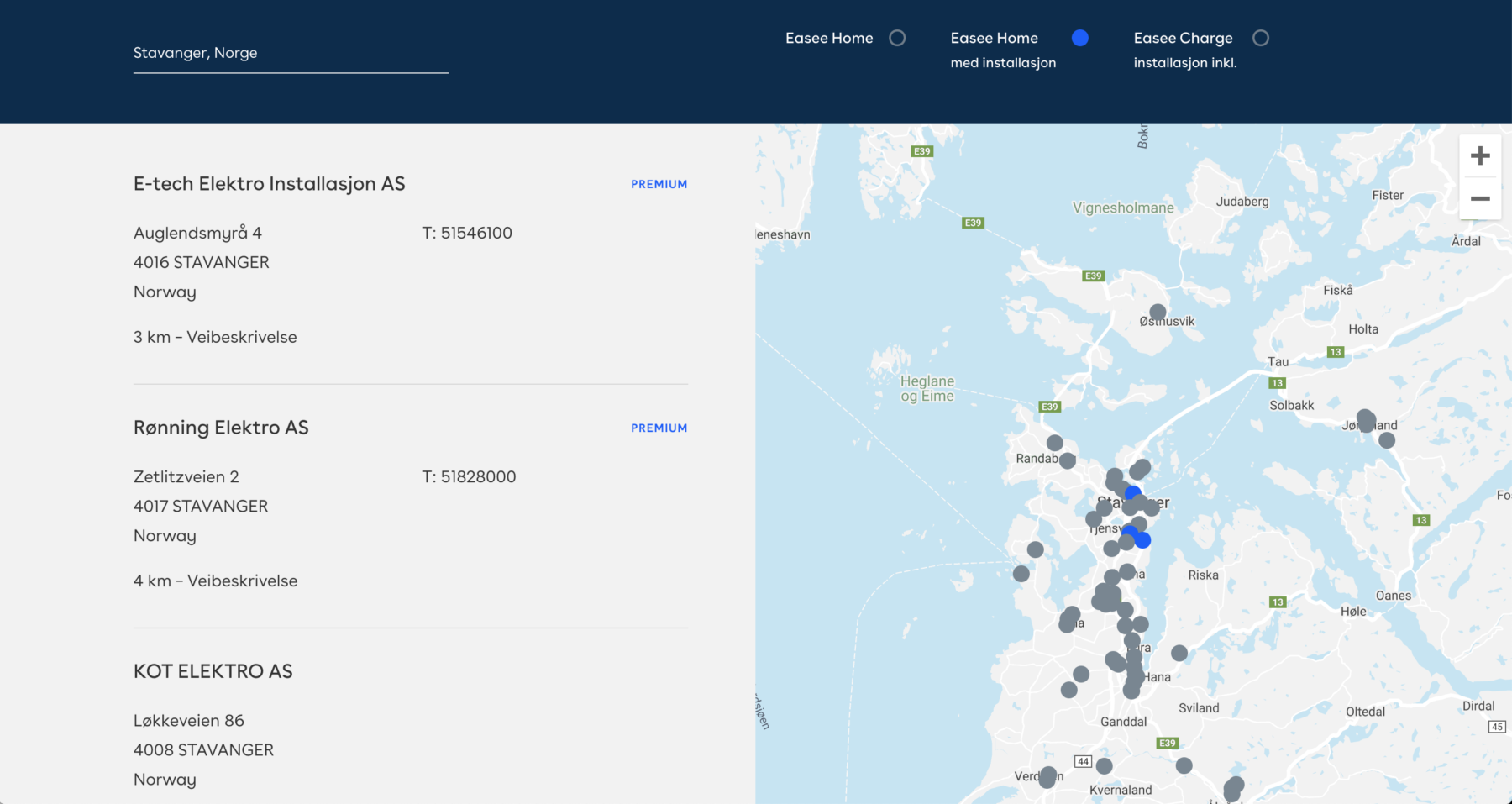easee.no - forhandlerliste